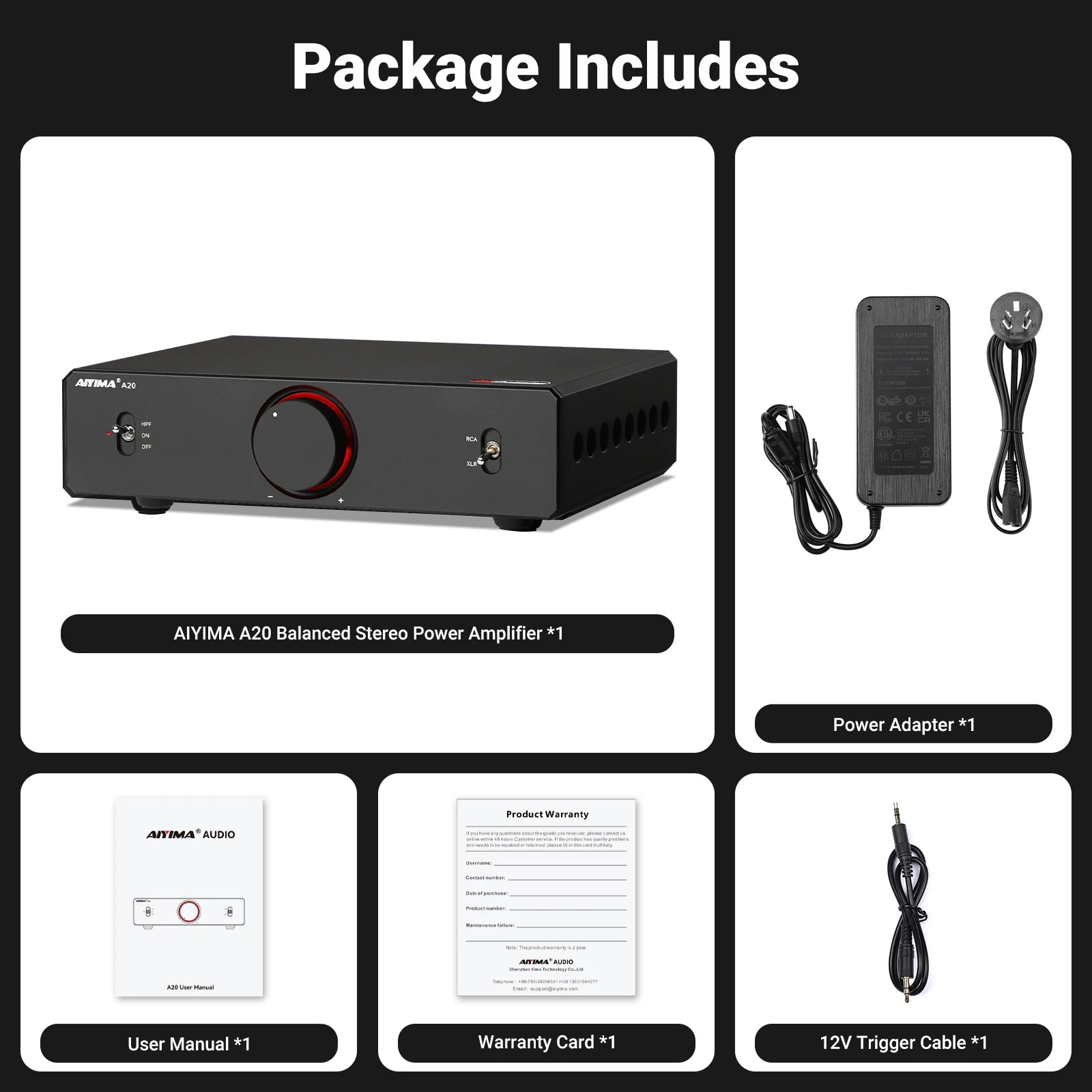 AIYIMA A20 PFFB パワーアンプ TPA3255 HiFi 300W×2 ステレオパワー