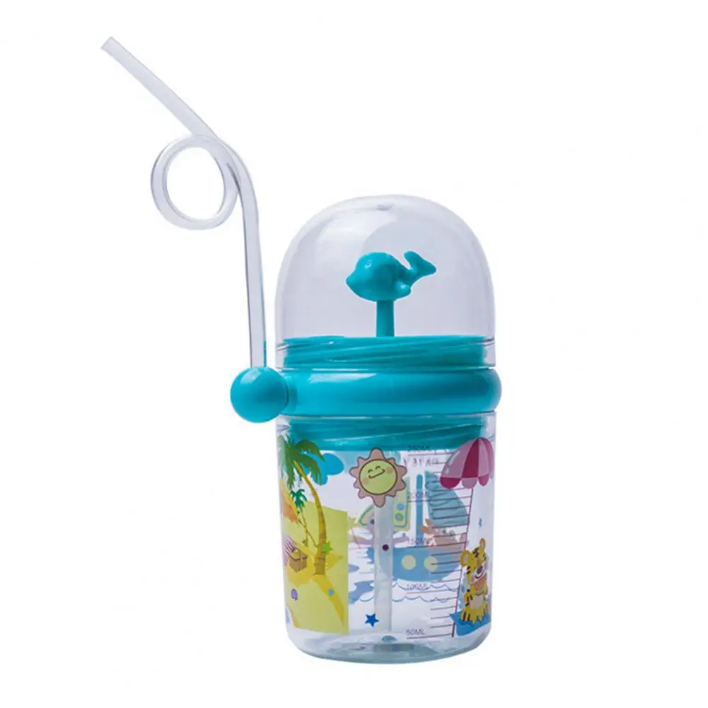Cute Straw Bottle with Lanyard Portable Kids Bottle for Outdoor 250ml Design Whale Sprays Water for Outdoor