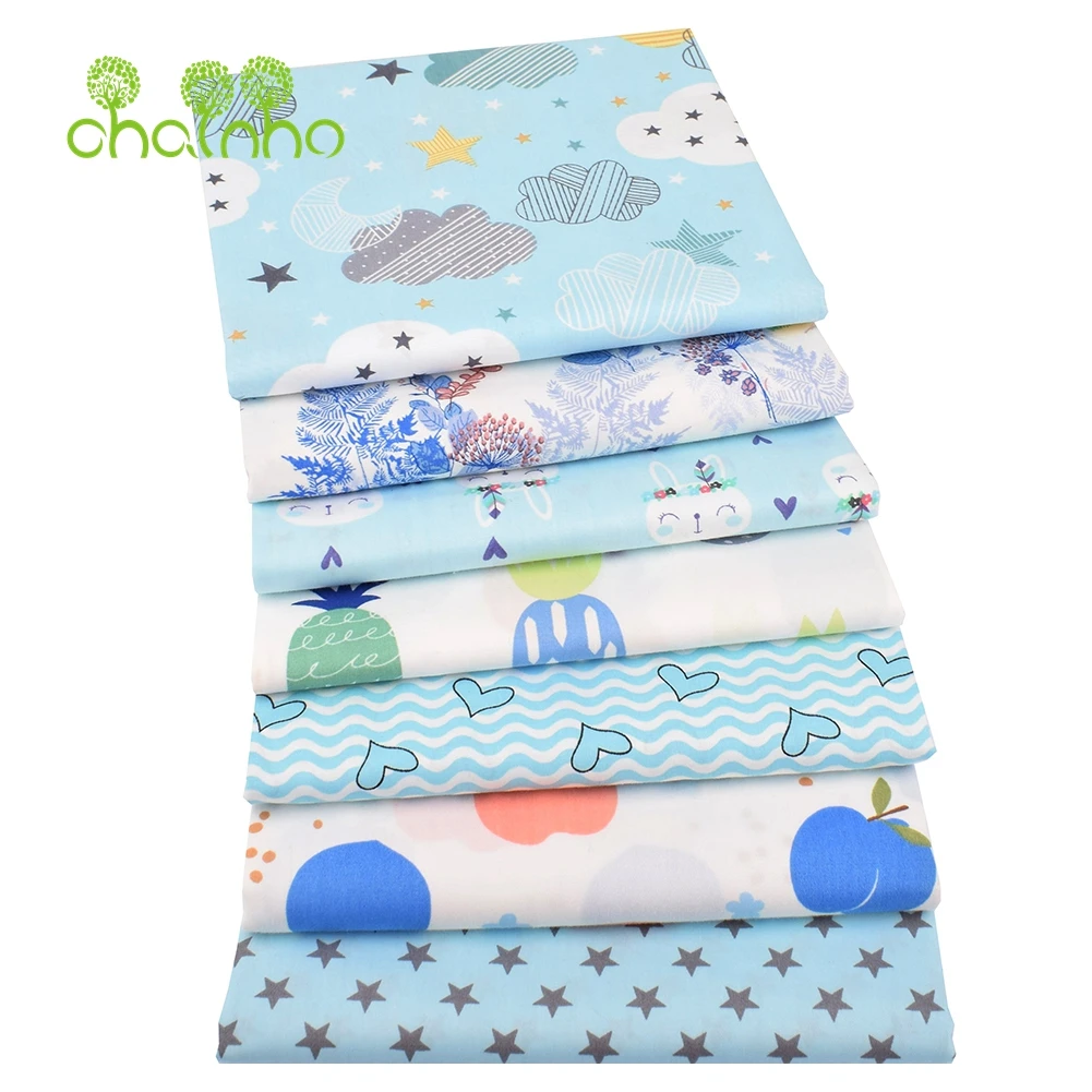 Chainho,Printed Twill Weave Cotton Fabric,Patchwork Cloth,DIY Sewing Quilting Material,7 Designs Cartoon Series,2 Sizes,15C170