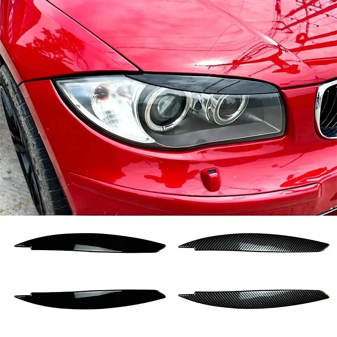 2PCS Scheinwerfer Augenbraue Augenlid Abdeckung Trim Lampe Aufkleber Für BMW 1 Serie E81 E82 E87 E88 2004-2014 Tuning körper Kit Zubehör – Detail 1