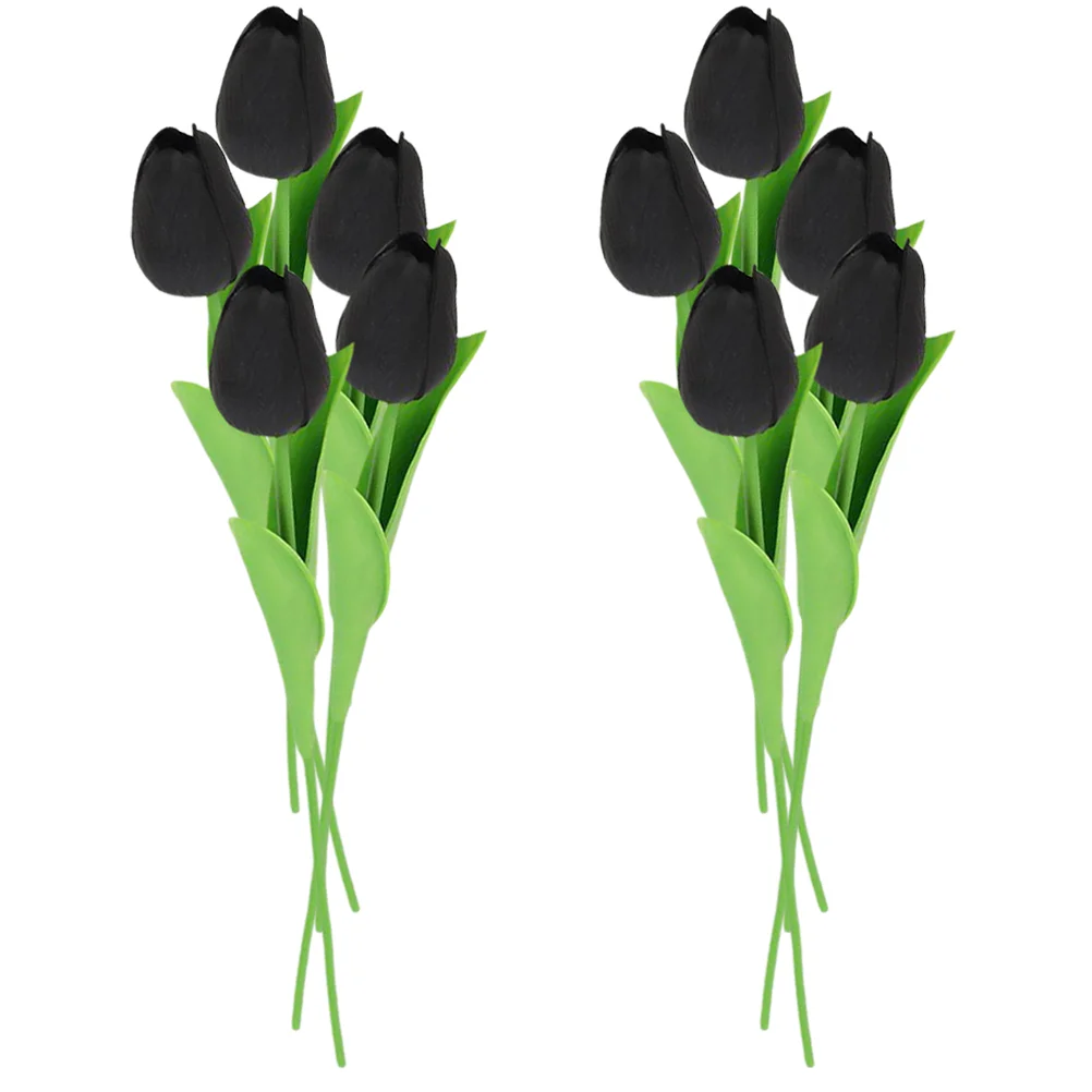 

10 Pcs Black Tulip Fake Tulips Decor Home Delicate Wedding Simulation Ornament Exquisite Bride
