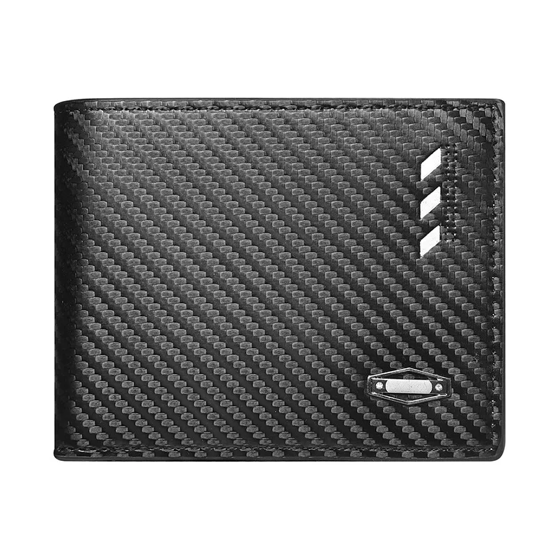 Men's Multi functional Wallet Carbon Fiber Pattern Triple Fold Wallet Men's Card Bag