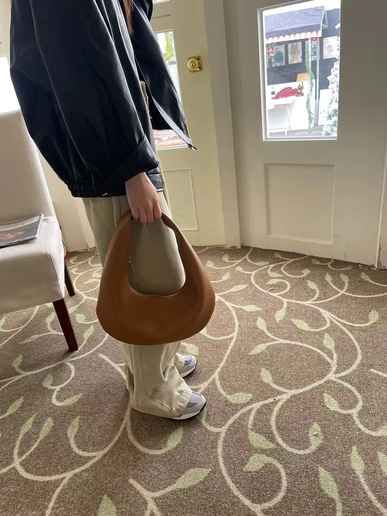 Minimalist Crescent Shoulder Bag with Unique Design Underarm Handbag for Women Genuine Leather