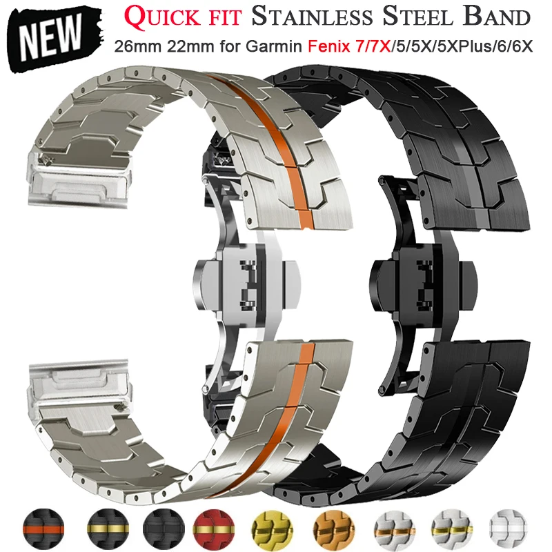 

Металлический ремешок для Garmin watch Fenix 5/5X/5xplus/6/6X/6xpro/7x, нержавеющая сталь, титановый ремешок Forerunner 945, 22 мм