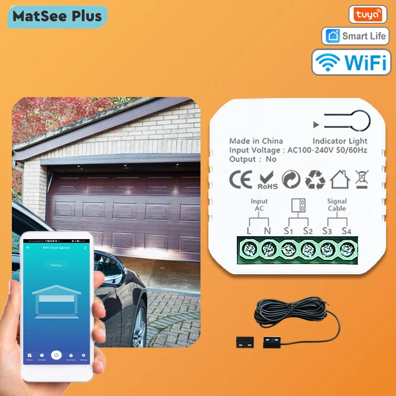 Tuya Smart Life Wifi Garage Door Opener Controller A Contatto Secco Con Kit Sensore App Telecomando Home Automation Monitor Sicurezza Controllo Vocale