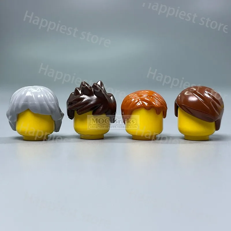MOC City Figures Hair body Parts Building Blocks Figure Hairstyles Head Girl Boy Brown Black Hairstyle Accessories Brick Toys 4