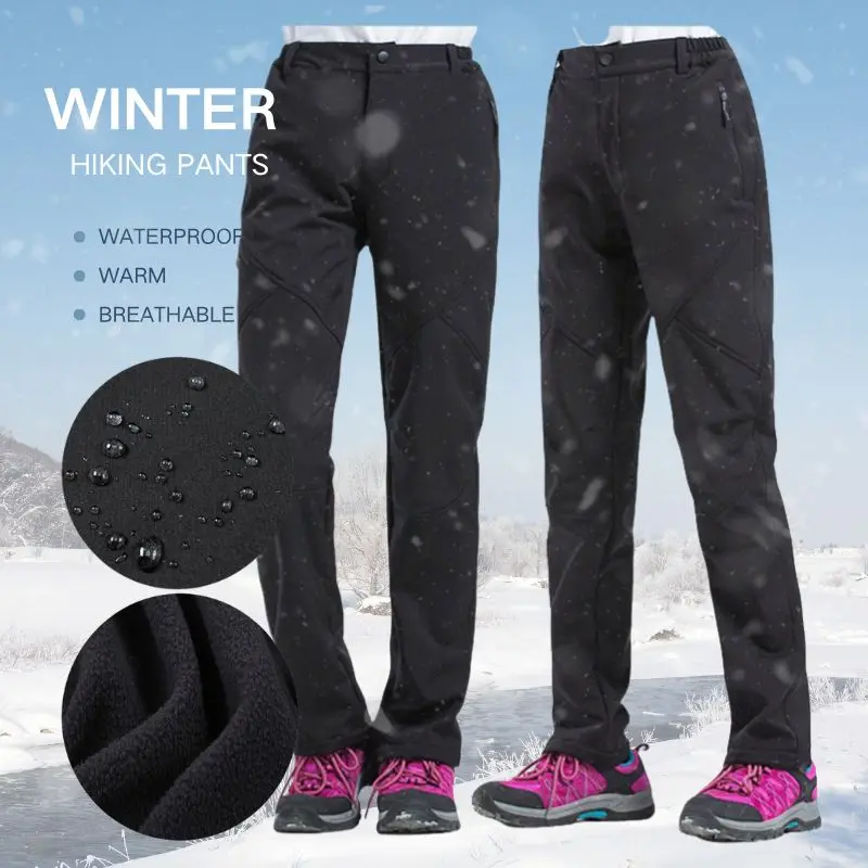 Hiking Pants Fleece Pants TRVLWEGO Winter Women's Hiking Pants Outdoor Camping Travel Windproof Snow Breathable Fleece Keep Warm Female Trekking Trousers