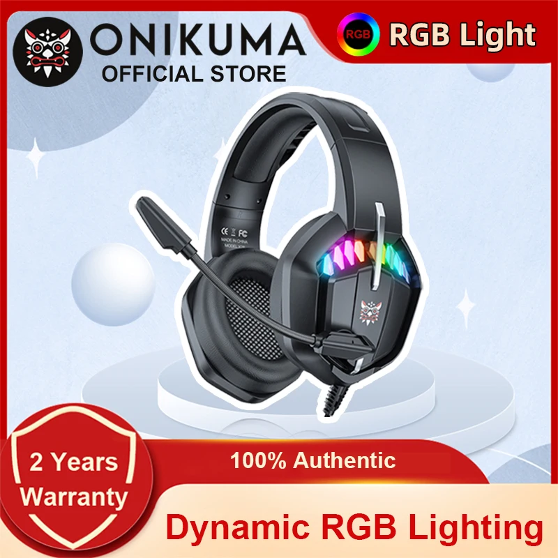 

ONIKUMA X28 RGB Dynamic Shark Professional Gmaing Headphone Stereo Surround Sound Omnidirectional HD Mic for PC PS4 Xbox Phone