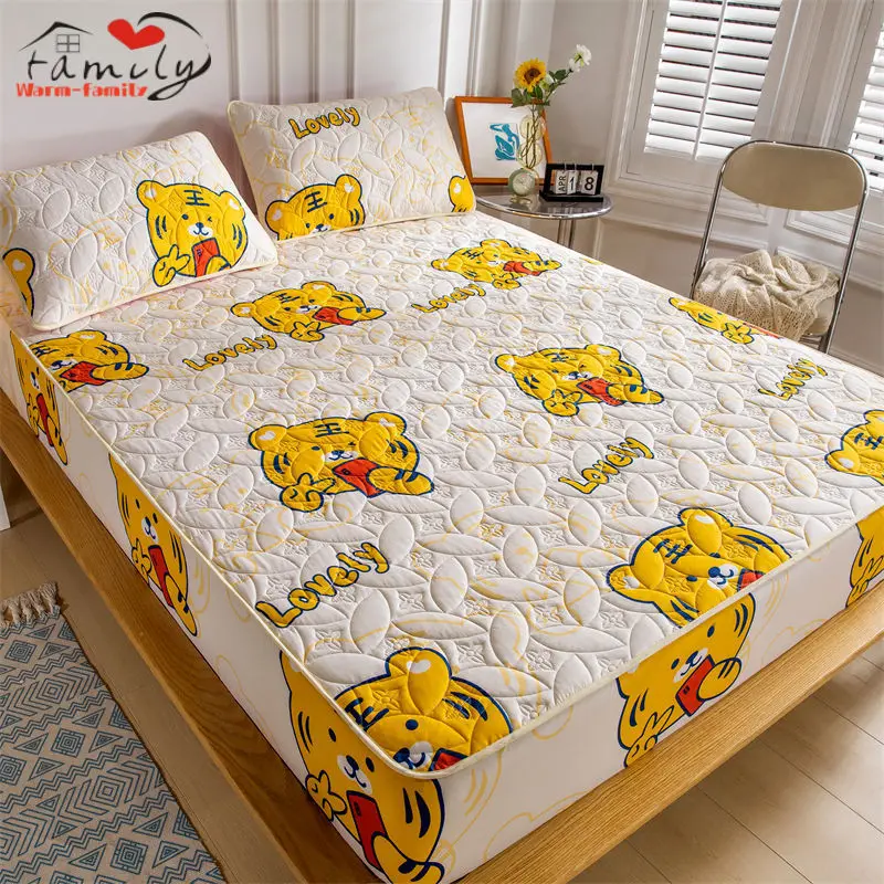 

Simple Japanese Style Pure Color Washed Cotton Elastic Band Fitted Bed Sheet Queen King Size Mattress Cover Home Decoration 1pc