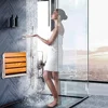 Fold Down Folding Shower Seat Bench Wall Mounted Red Oak 440lbs Home Care Sauna Elderly Disabled Pregnant Women Adults Easy 2