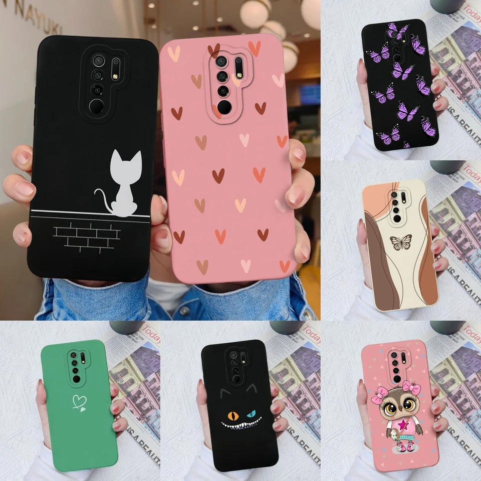 Yoedge Nero Custodia Per Xiaomi Redmi 9C/9C NFC: Cover Cartoon Morbida Al Silicone Con Drago D'Oro, Protettiva E Fashion