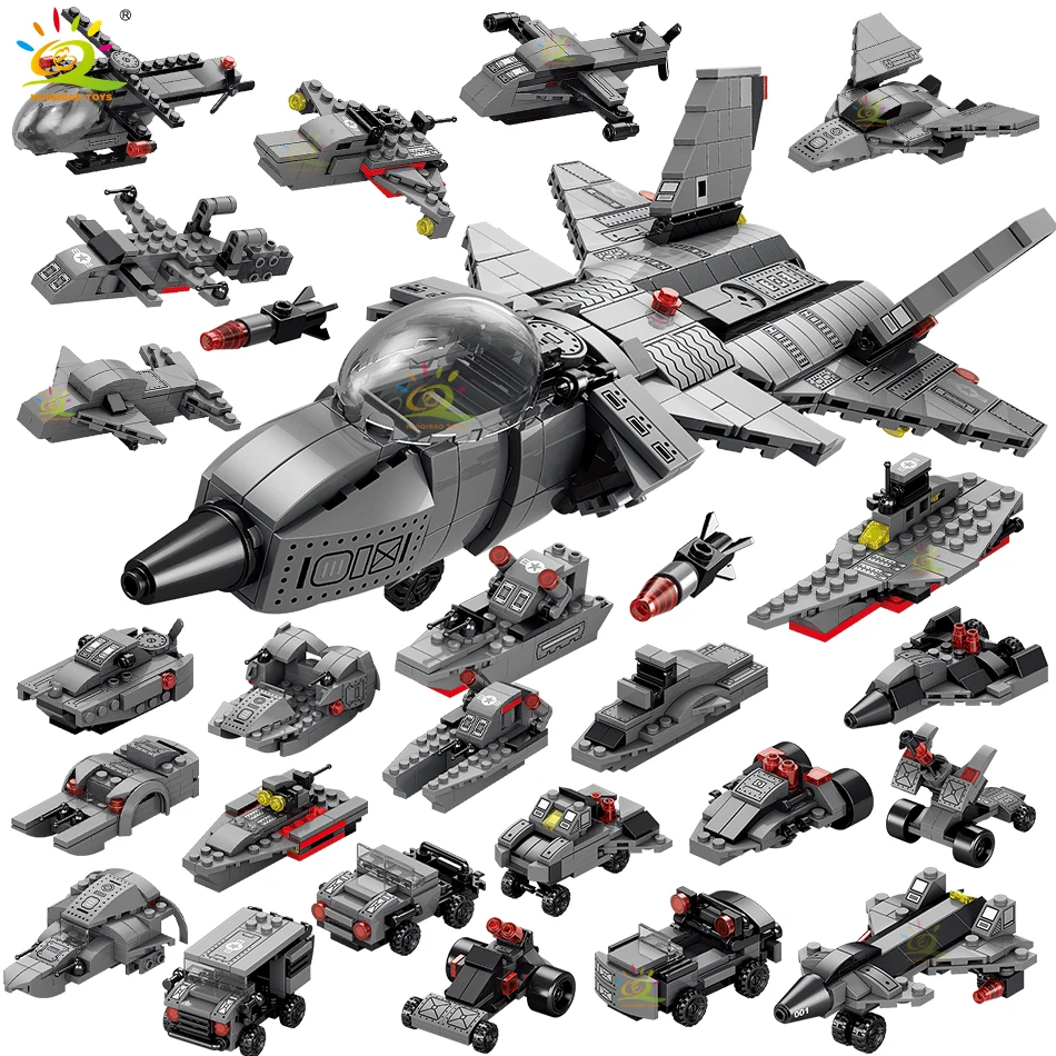 

HUIQIBAO 8IN1 510PCS Военный J-20 Истребитель Модель Строительные Блоки Набор WW2 Город DIY Оружие Авиация Фигурки Ракеты Кирпичи Игрушки Для Детей