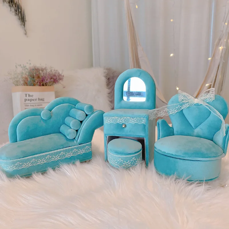 Creative Yellow and Blue Sofa Couch Shape Jewelry Box for Women Girls Holiday Gifts Jewellery Organizer Case Travel Portable