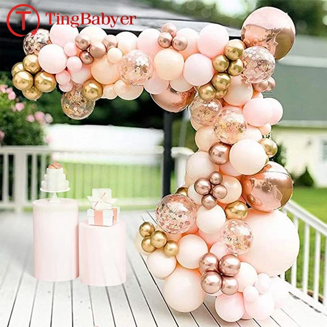 136pcs In Oro Rosa Palloncini Ghirlanda Arco Kit Decorazioni della Festa di Compleanno  Per Bambini di Età 1 2 3 5 10 11 12 15 25 30 35 40 50 60 Anni di Età