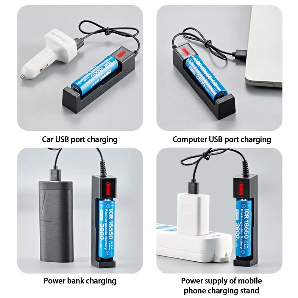18650 Lithium Battery Charger USB Single Slot Battery Charger Suitable for Lithium 18650 26650 10440 14500 18500