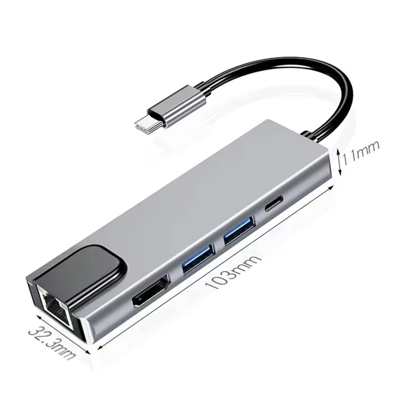 USB C Hub to 4K HDMI-compatible USB 3.0 2.0 Type C Charging PD 100W RJ45 100M Docking Station for Phone MacBook Computer