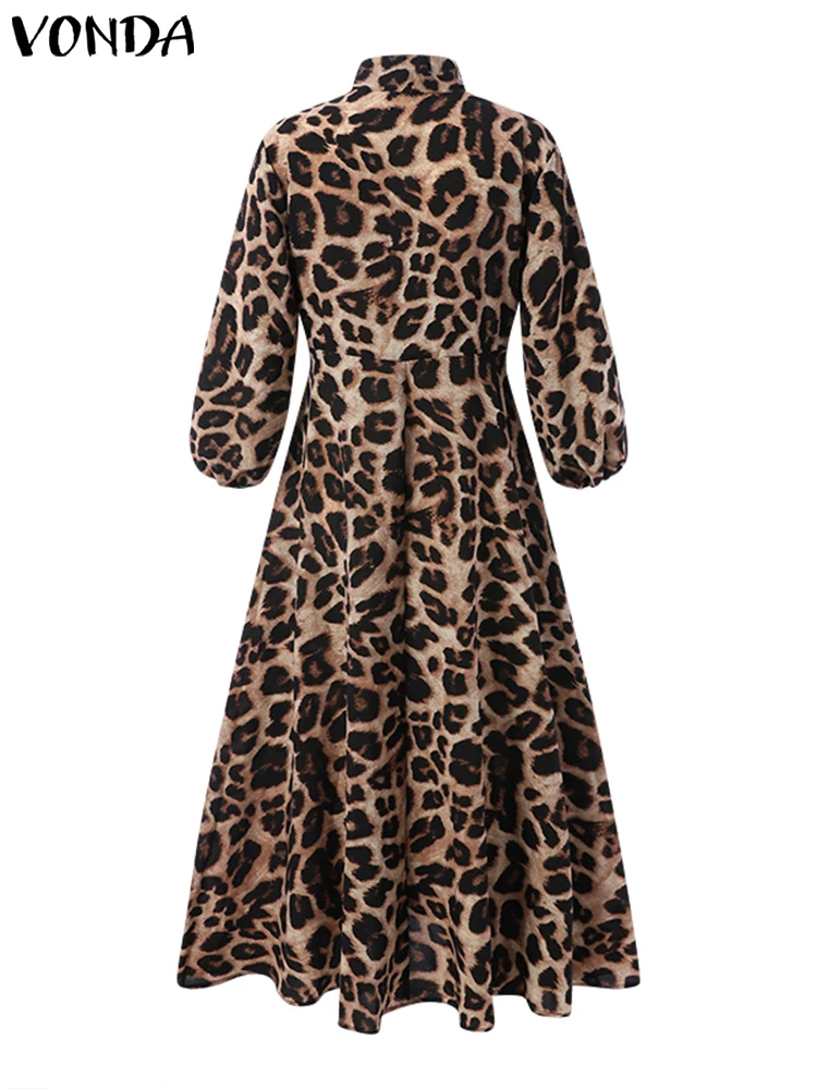 MakeMeChic Women's Leopard Print Tunic Dress - V Neck, Short Sleeve, Casual Summer Dress, Regular Fit - View #4