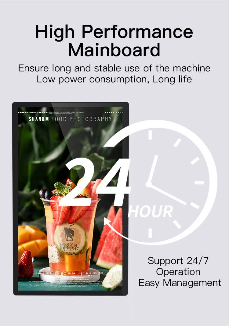 Ultra-thin 21.5 Inch Wall Mount Android 14 Tablet Touch Screen Display 8-core CP