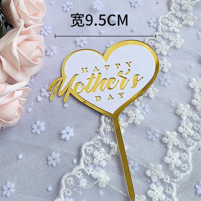 Happy Mother's Day Cake Topper Acrylic Cake Top Flag Decorating Supplies For Mum Mother Birthday Celebration Party Decor