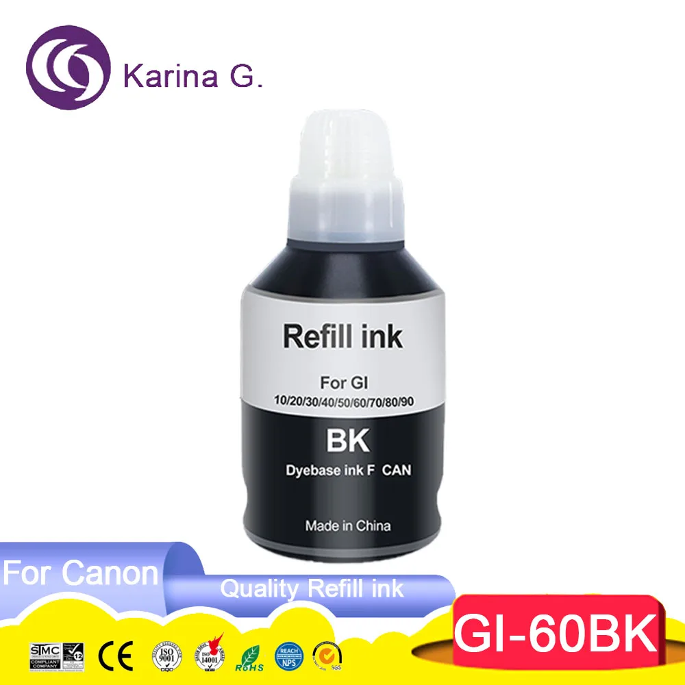 GI-60 GI60 GI 60 Premium Color Compatible Bulk Bottle Water Based Refill Tintas