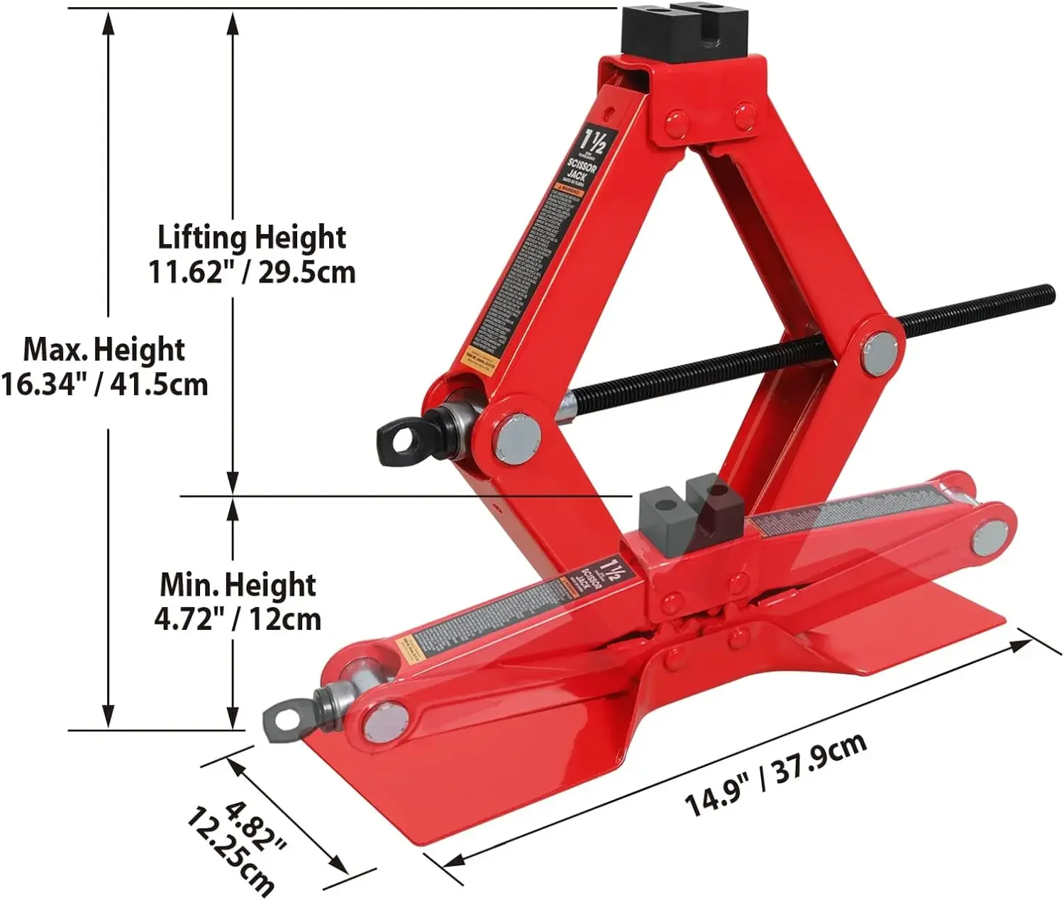 2 Ton Scissor Jack With Chromed Crank Speed Handle Wind-Up Lift For Cars And Vans