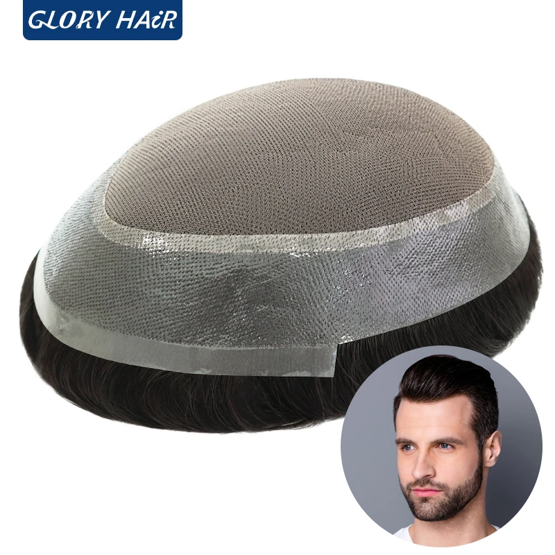 

Gloryhair Mono Lace Men's Capillary Prosthesis PU Lace Men Toupee Hair Indian Human Man Indian Human Hair Wigs Dropshipping