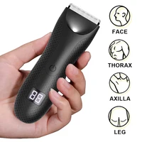 Body Hair Trimmer Rechargeable Groin Hair Trimmer Waterproof Electric Shaver with 2 Guide Comb Body Groomer for Fathers Day Gift 1