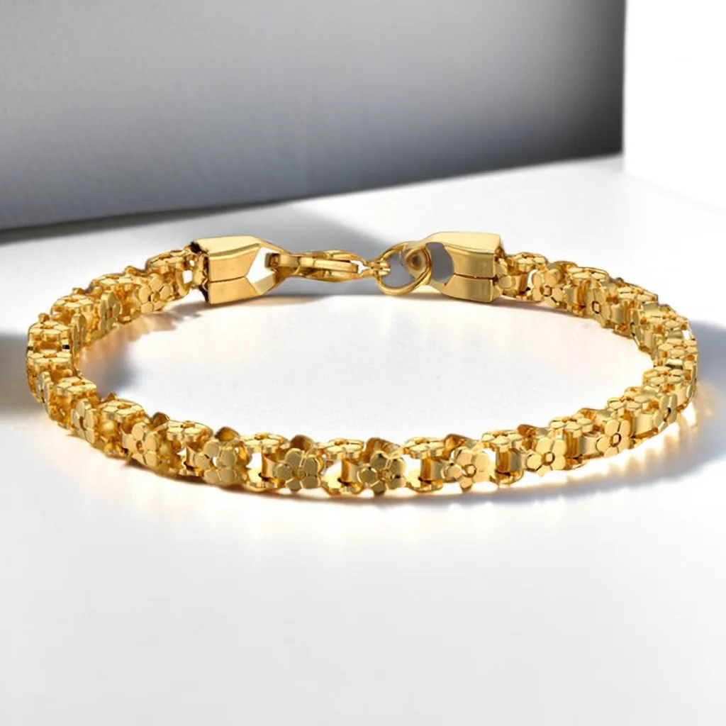 Gold Color Bracelet 5mm Stainless Steel Bicycle Hand Chain Women Femme Vintage Link Jewelry 7' Chain Bracelet Stainless Steel Bracelets Stainless Steel Jewelry Women Bracelet