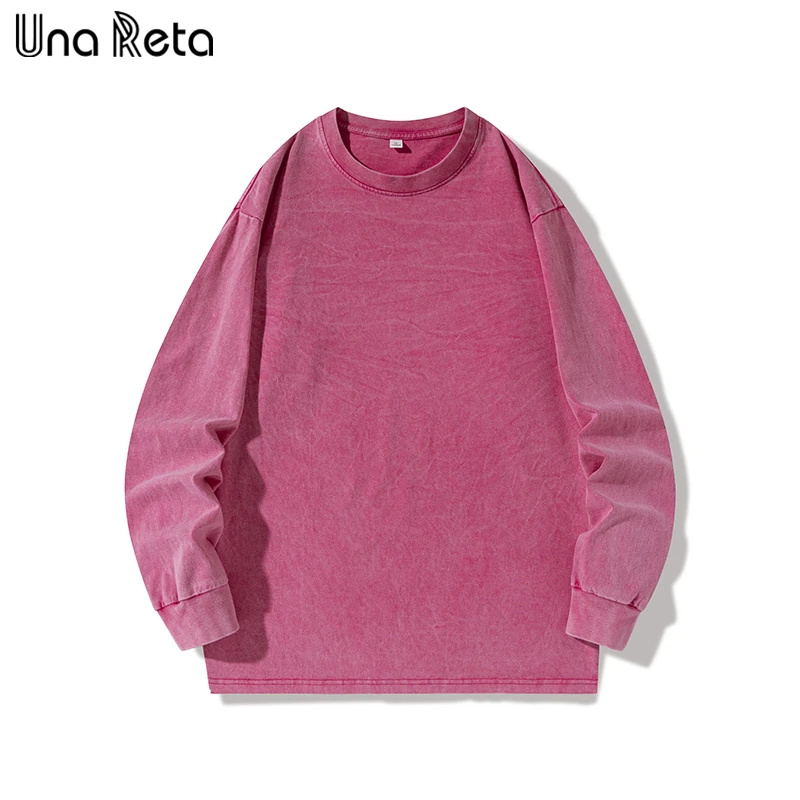 

Una Reta T-shirt Spring Harajuku Hip Hop Solid Man's Pullover Tops Streetwear Long Sleeve Cotton T Shirt