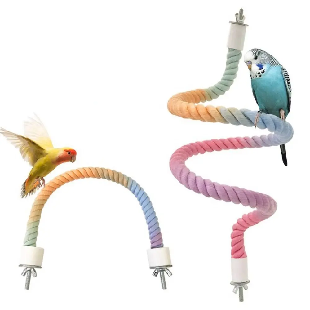 thumbnail image 2 of Bird Rope Perch Bird Spiral Rope Perch - Cotton Hemp Swing & Climbing Toy For Parrots, Budgies, Cockatiels (Small) Spiral Bird Perch 2 of 12
