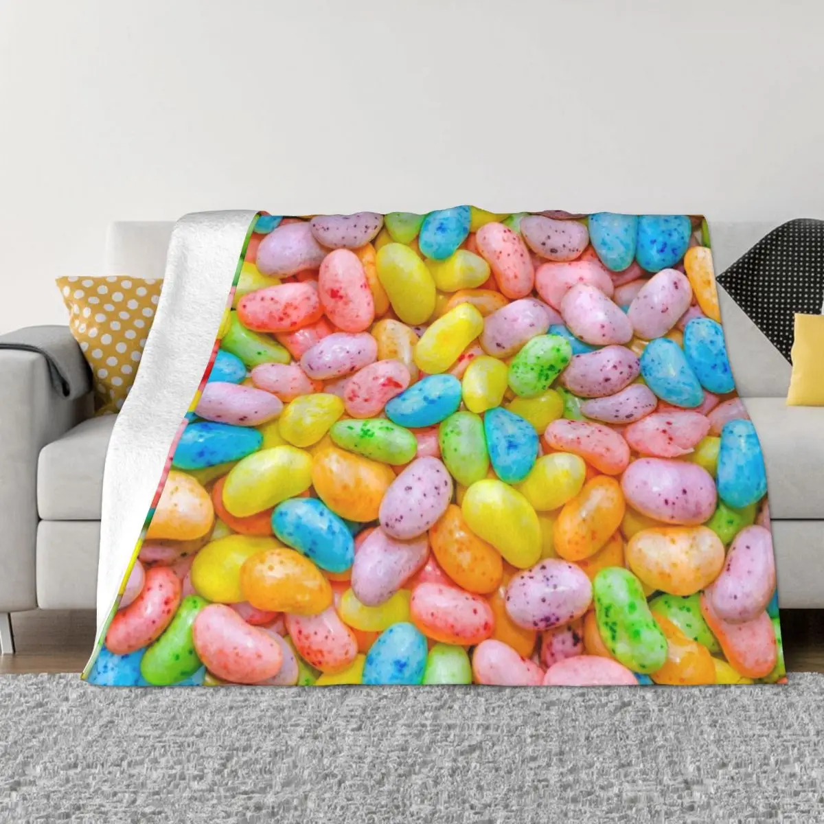 

Light Pastel Speckled Jelly Bean Candies Photo Pattern Throw Blanket Luxury Thicken Blanket Heavy Blanket