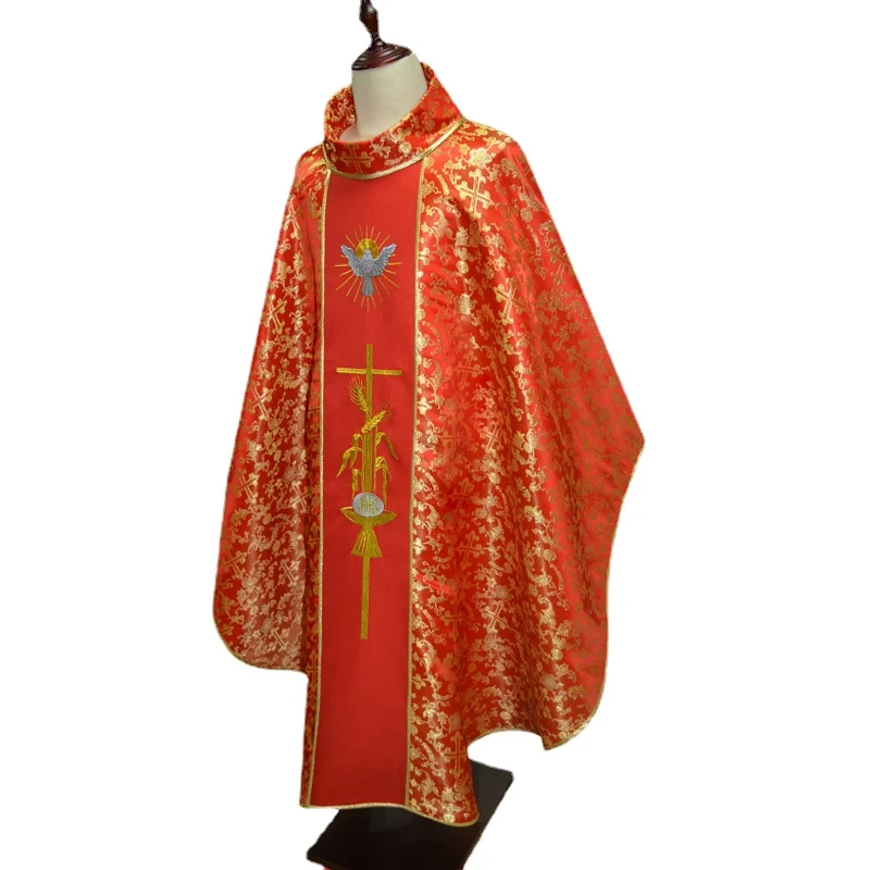 

Chasuble Priest Vestments Christian Costume Priest Costumes Polyester Adult Catholic Religious Archbishop Clothes Clergy Robe