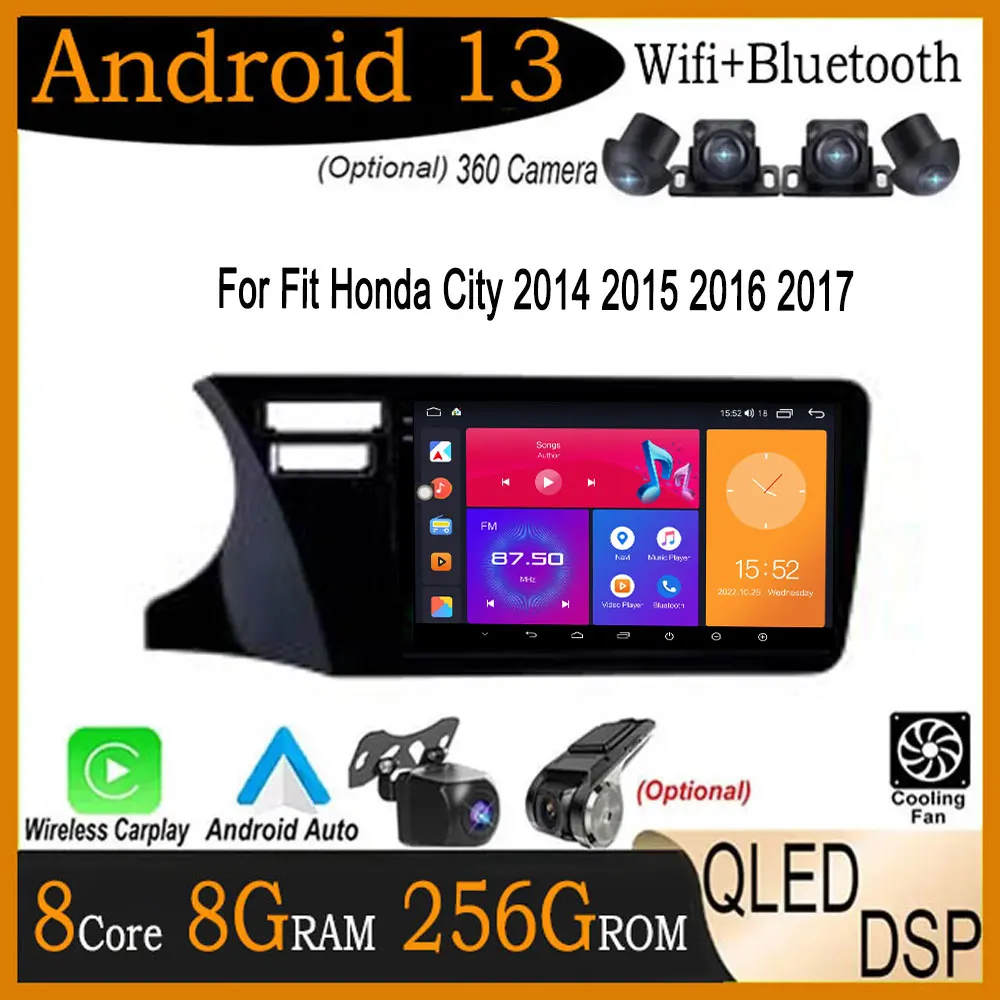 

Android 13 For Fit Honda City 2014 2015 2016 2017 Car Auto Radio Multimedia Carplay Navigation GPS Video WIFI Audio Touch Screen