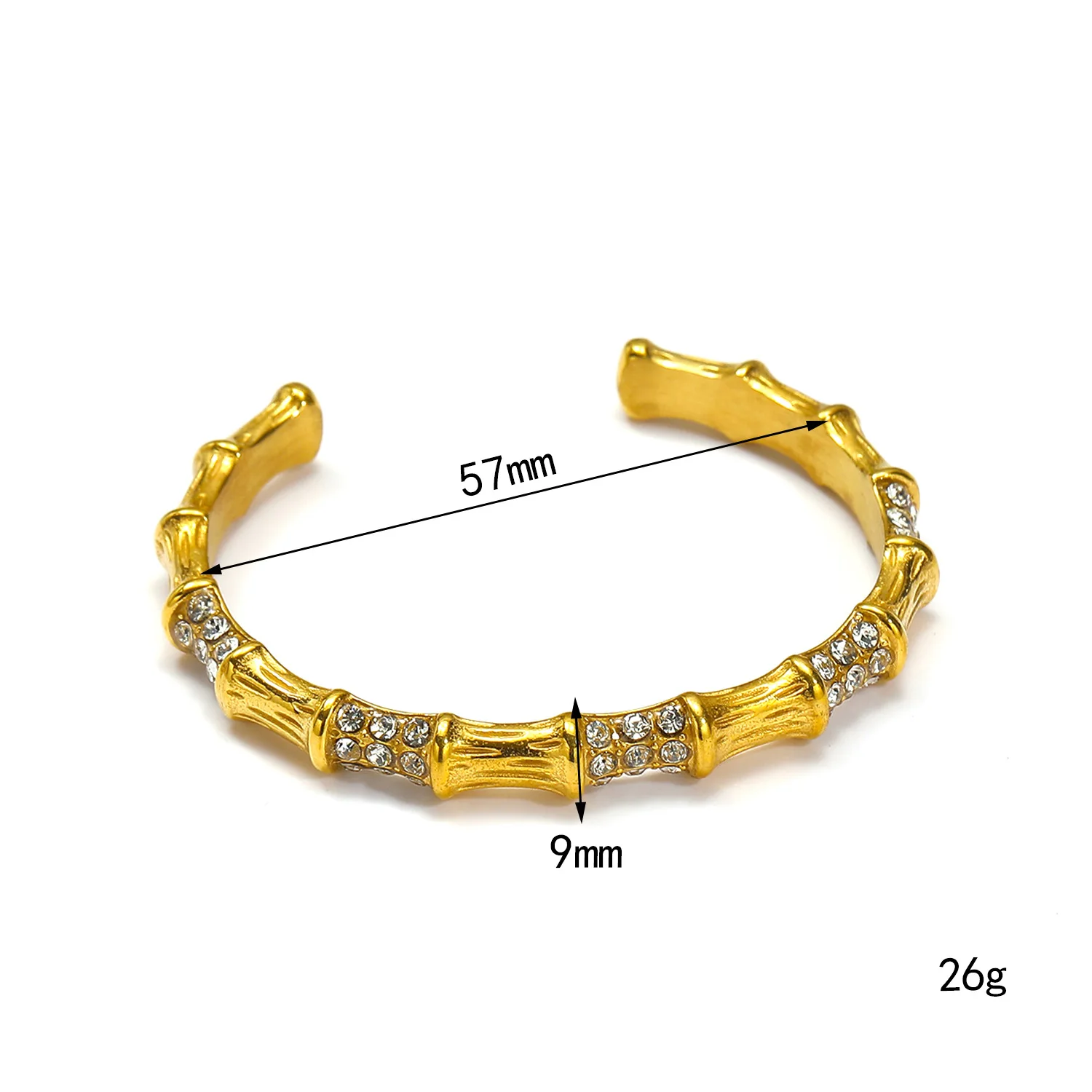 Delicate Style Open Bamboo Joint Shape Round Pearl Bangle Inlaid Sparkling CZ Zircon Waterproof Bracelet Women Elegant Jewelry