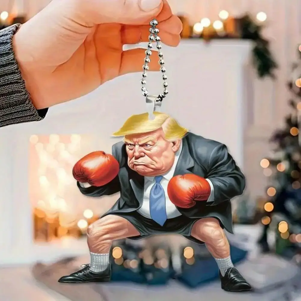 Fence Trump Ornament Funny Trump Christmas Decoration Cartoon Acrylic Ornaments Christmas Tree Home Decor Office christmas decorations