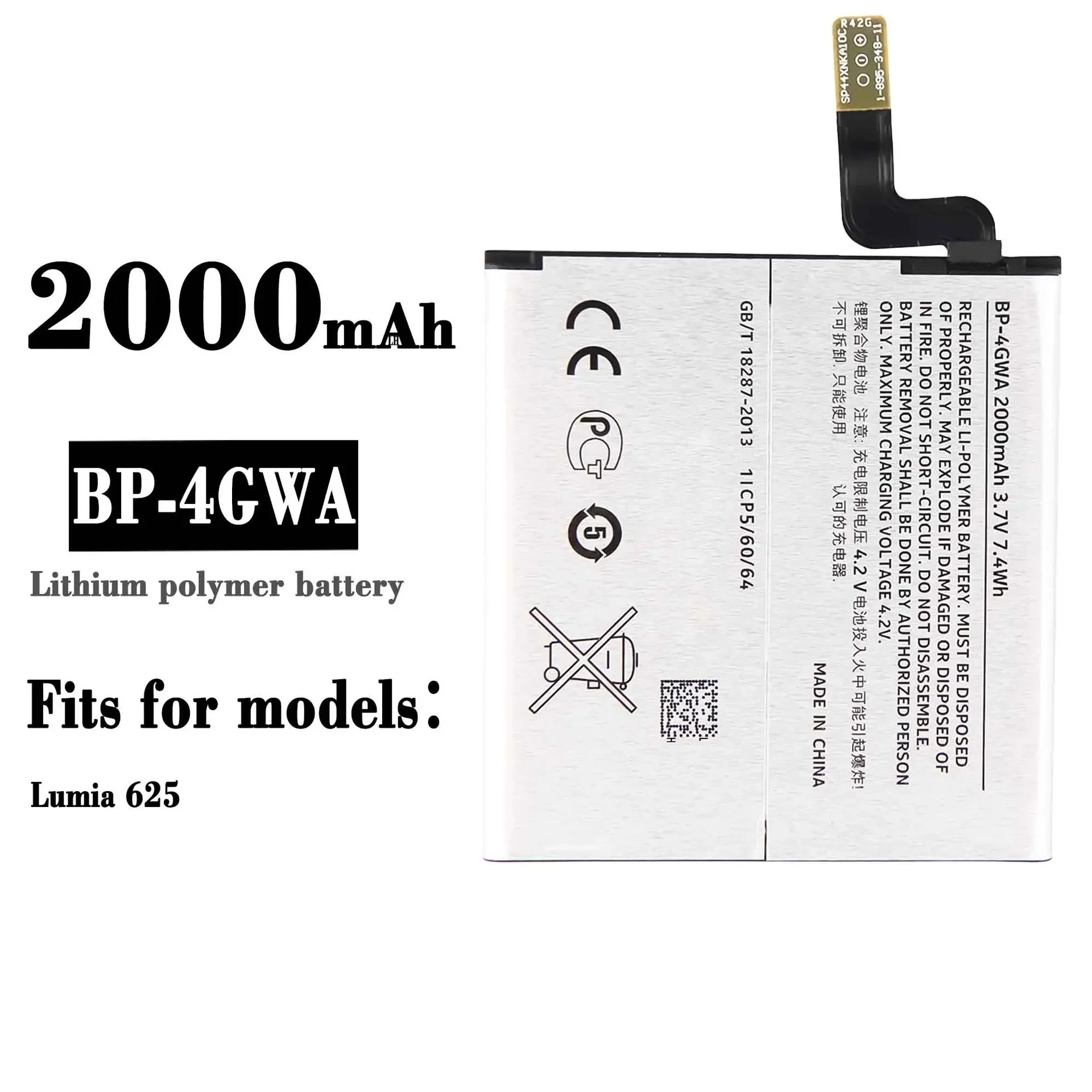 

High Quality Replacement Battery For Nokia Lumia 625 BP-4GWA 2000mAh Mobile Phone Large Capacity New Batteries