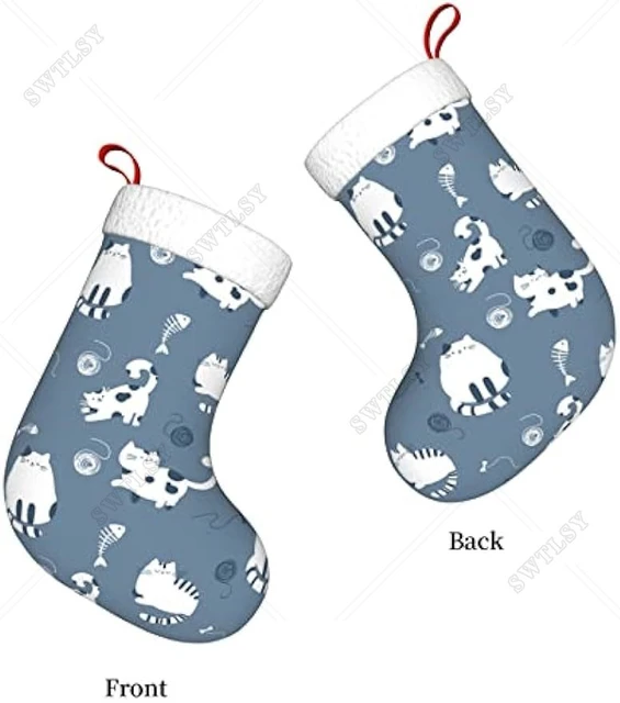 Funny Cat and Fish Christmas Stocking Holiday Fireplace Hanging Sock Xmas  Stockings Classic Decoration - AliExpress