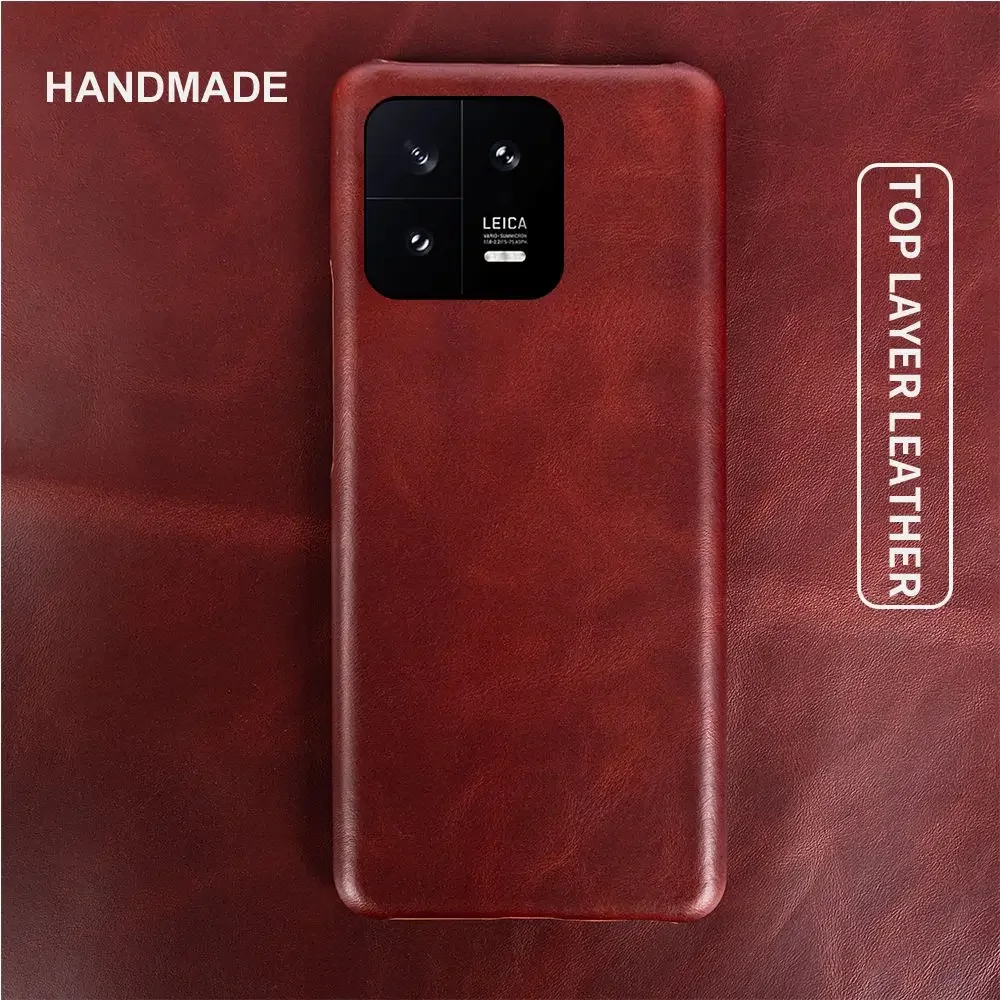 Premium Oil Wax Genuine Leather Retro Shockproof Phone Case - Stylish Protective Cover
