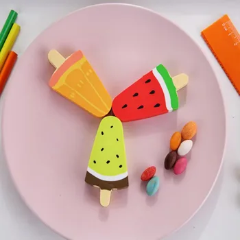 1 pz/lotto Kawaii Anguria Arancia Kiwi Frutta Gelato Gomma da matita Gomma Studenti Materiale Scolastico di Cancelleria Per I Bambini