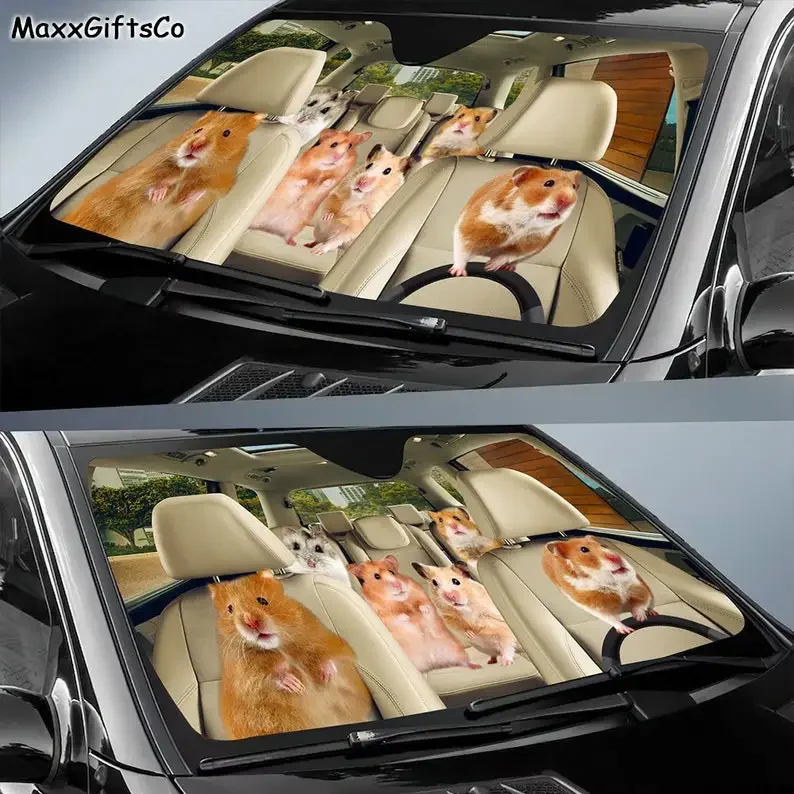 Hamster Car Sun Shade, Hamster Windshield, Family Sunshade, Car Accessories, Decoration, Gift For Dad, Mom