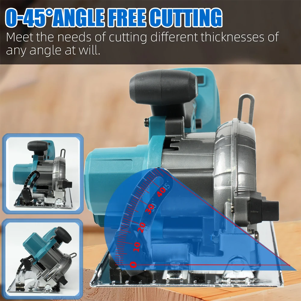 Brushless Circular Saw 125mm Cordless Electric Saw Adjustable Wood Cuttiing Machine Handheld Woodworking Saw for Makita Battery 5