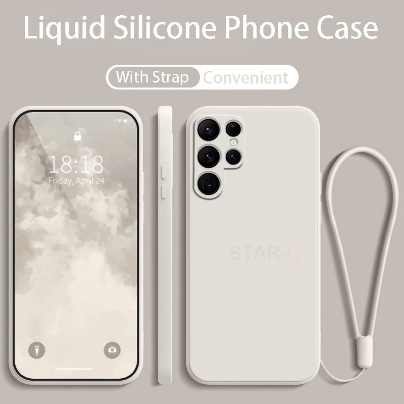 Enhanced Liquid Silicone Phone Case with Lanyard Back Cover - Original Strap