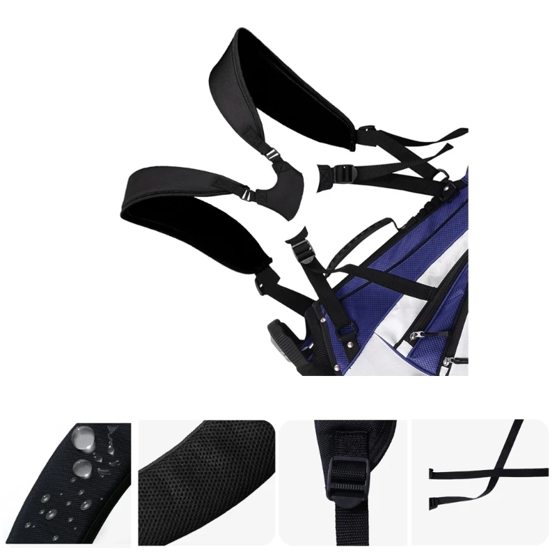 

Golf Bag Straps Comfort Double Shoulder Adjustable Nylon Strap Easy to Carry