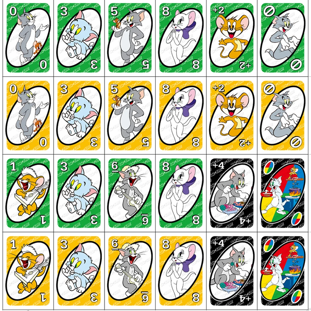 UNO TOM AND JERRY Matching Card Game SHOWEM Multiplayer Family Party Boardgame Funny Friends Entertainment Puzzle Poker 6