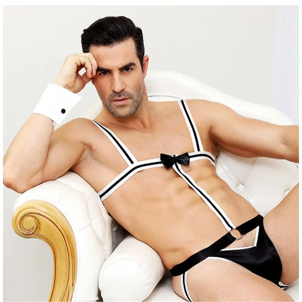 Sexy lingerie Panties Briefs Men's hot costumes intimate sexy underwear nightclub DS clothing collar dance wear men's panties