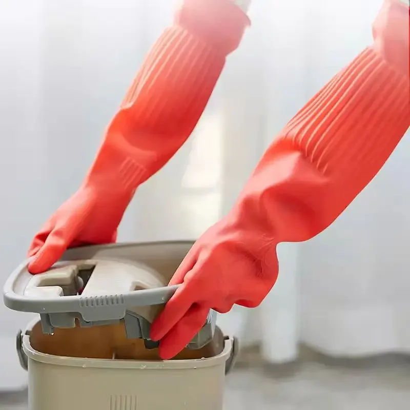 Dishwashing gloves latex extra long thick nonslip wearresistant for kitchen housework car washing clothes