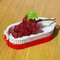 Accessoire de cuisine miniature pour maison de poupée, assiette elliptique simulée en une seule pièce pour scène alimentaire 2