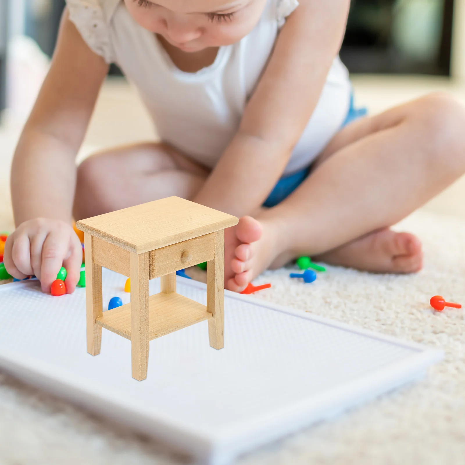 

House Decoration Mini Desk Dollhouse Coffee Table Miniature Tiny Wood Wooden Model Micro Toys