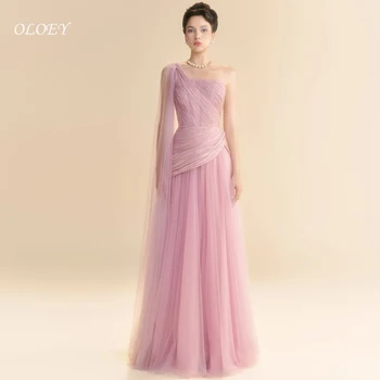OLOEY 2025 Elegant Korean Evening Dresses One Shoulder Women Party Gown Customized Soft Tulle Prom Dress Music Performance 1