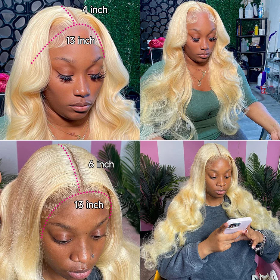 30 32 36 Inch Honey Blonde Human Hair Wig 613 Transparent Body Wave 13x6 Hd Lace Frontal Wigs For Women 200% Colored Lace Wig